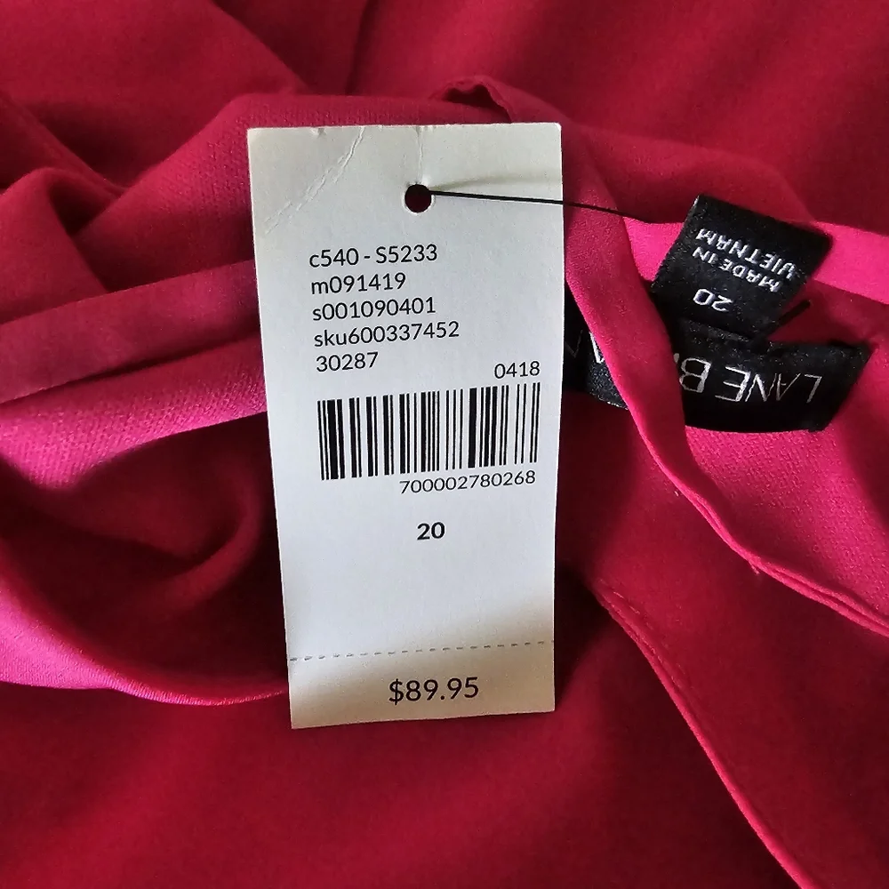 Lane Bryant cold shoulder dress sz 20 pink shark bite hem tie belt NWT - Picture 15 of 15